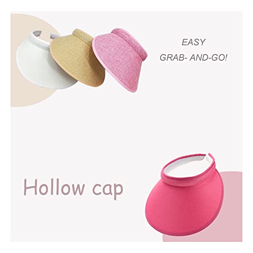 Cloth Covered Slip-On Visor for Women, Adjustable Cap Sports Sun Visors for Men - color: Black/Fuchsia