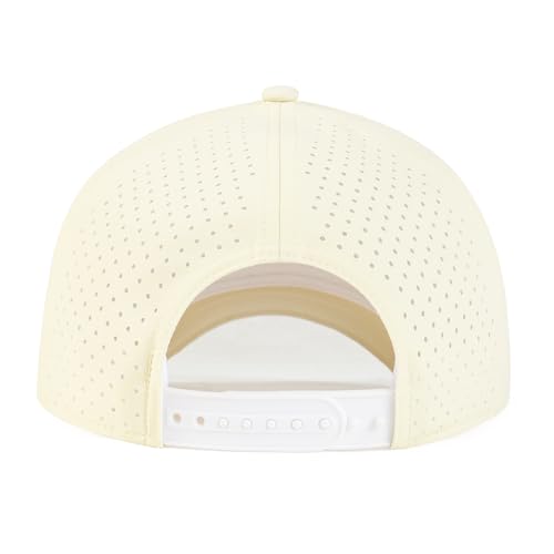 BOTVELA Men Adjustable Snapback Laser Cut Mesh Baseball Cap - color: Beige