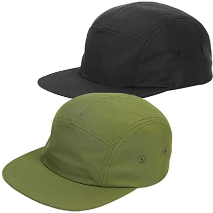 COOLSOME 5 Panels Hat Basic Daily Wear Breathable Quick Dry Cap - color: Black+green/M Size