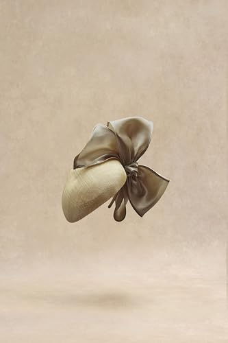 BABEYOND Fascinators Hats for Women Linen Satin Pillbox Bow Derby Tea Hat - color: Champagne