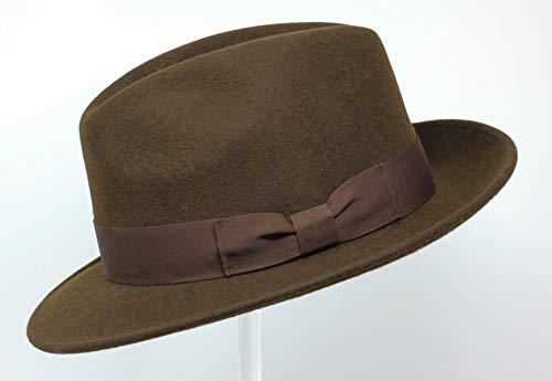 Swift - Lightweight Fedora - 100% Wool Felt - Crushable for Travel - Water Resistant - Snap Brim - color: Dark Brown, size: 6 3/4-6 7/8