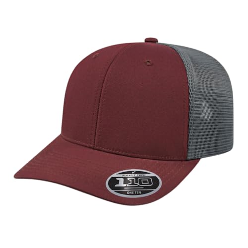 Cap America i8502 Flexfit 110 6-Panel Trucker Cap w/Adjustable Snapback - color: Maroon/Graphite