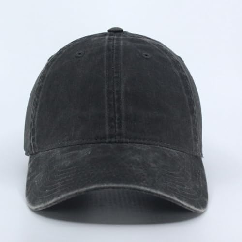 The Vintage Year Washed Cotton Low Profile Dad Hat, 6 Panel Soft Crown Baseball Cap, Brass Buckle, One Size Fits Most - color: Faded Black