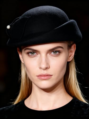 Women Wool Felt Ribbon French Fashion Vintage Millinery Beret Hats Top Cap Ladies Party Wedding Fedoras Chapeau - color: Black 2