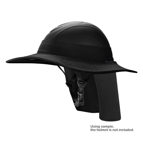 Tontron Helmet Visor |Hard Hat Sunshade with Detachable Neck Flap - color: Black