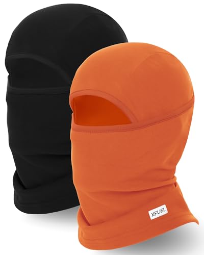Winter Balaclava Ski Mask Warm and Fleece Full Face Cover for Men Women Cold Weather Skiing Motorcycle Neck Warmer - color: Black+orange