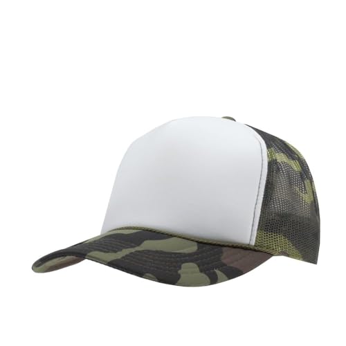 High Crown Foam Mesh Camouflage Tri-Color Oak Leaves Trucker Hat Baseball Cap - color: Camo/White/Camo