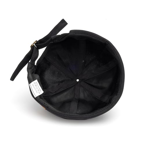 Mens Docker Cap Brimless Skullcap Sailor Cap Rolled Cuff Retro Beanie Hat - color: Dad Black