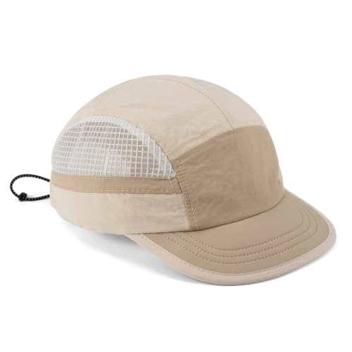 Clakllie Quick Dry 5 Panel Running Hat Breathable Mesh Hat Two-Tone Short Brim Hats Lightweight Baseball Cap Summer Sport Cap - color: Bs265p16-apricot