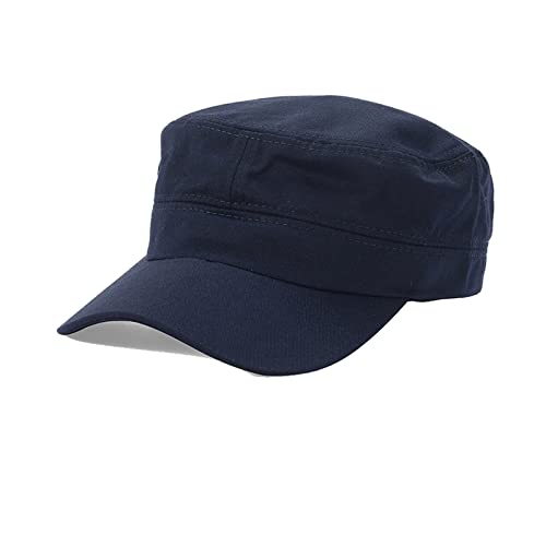 Adjustable Unisex Flat Top Twill Classical Baseball Cap Military Hat 22-23.6 in Cadet Cap - color: Dark Blue