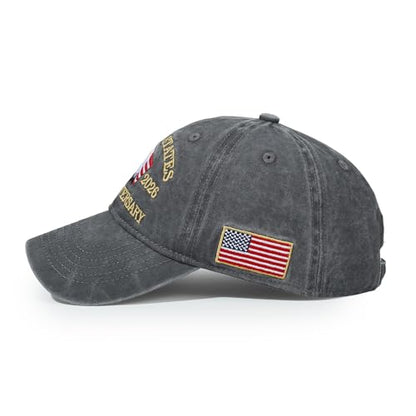 USA 250th Anniversary Baseball Cap Patriotic Embroidered American Hat - color: 1-gray