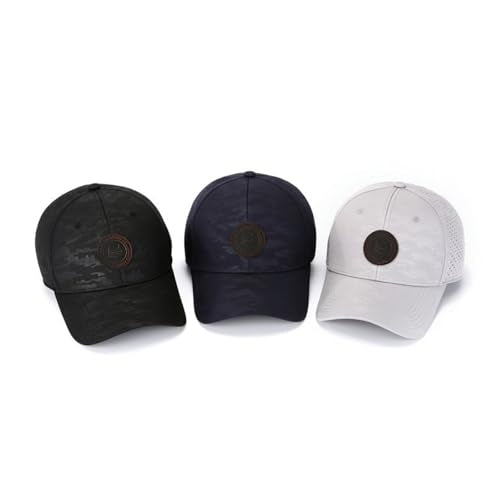 Men's Quick Dry Baseball Cap Original Camouflage Laser Perforated Breathable Golf Ball Caps Curved Brim Structured Hats - color: Black