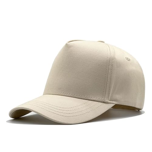 5 Panels Men's Baseball Caps High Crown Structured Cotton Blank Baseball Hats Oversize Curved Brim Sun Hats K316 - color: Beige