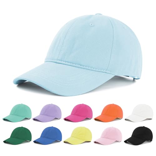 American Trends Women's Cotton Baseball Cap Soft Unstructured Plain Dad Hat - color: Light Blue