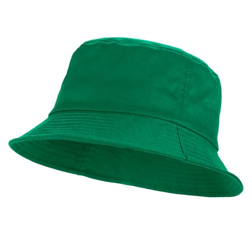 Unisex Cotton Packable Bucket Hat Sun Hat Plain Colors for Men Women - color: Green