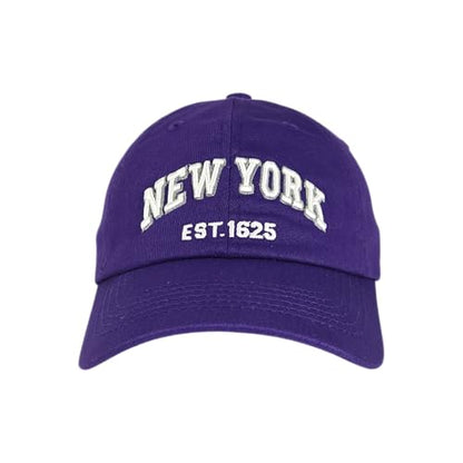 E BY ELIDAN NY Dad Hat, New York EST.1625 Cotton Baseball Cap Women & Men - color: Purple