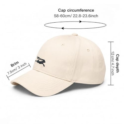 Wishper Studio Embroidered Baseball Cap for Women Men, Cotton Hat with Adjustable Velcro, Minimalist Animal Embroidery - color: Beige Rabbit