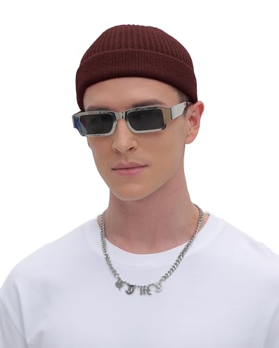 ROYBENS Thin Swag Wool Short Fisherman Beanie for Men Women Knit Winter Hat - color: 1pcs-dark Coffee