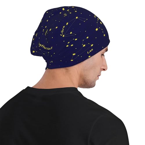 Beanie Hat for Men Women Slouchy Beanie Skull Sleep Cap Soft Lightweight Chemo Hat Stretch Cancer Headwear - color: Constellation