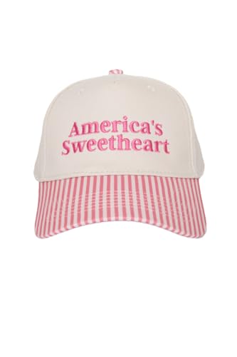 KATYDID Americas Sweetheart Vintage Hat - Two-Toned Mom Hat - Embroidered Vintage Baseball Cap - Women’s Snapback - color: Pink Stripe