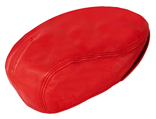 Men's Real Soft Leather Ivy Beret Newsboy Gatsby Golf Cabbie Flat Cap Hats - color: Red, size: Medium