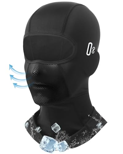 Balaclava Face Mask with Glasses Holes for Men Women Summer Cooling Shiesty Mask Sun UV Protection for Motorcycle Work Ski - color: Black