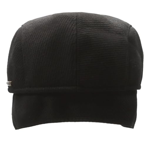 Men's Newsboy Cap with Earflaps Flat Ivy Caps Gatsby Golf Cabbie Hats - color: Black