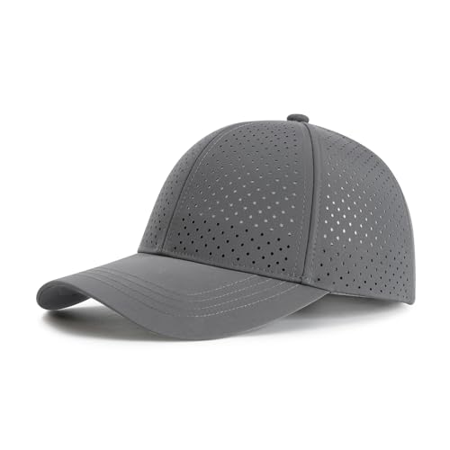 FEINION Men Laser Mesh Breathable Snapback Baseball Cap - color: Dark Grey