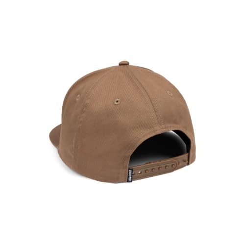 Volcom Men's Snapback Hat– 6-Panel Twill Flat Brim Cap Adjustable Snap Closure - color: Brown
