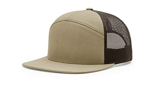 Richardson 168 Hi-Pro 7 Panel Adjustable Snapback Trucker Mesh Back Cap - color: Pale Khaki/Brown
