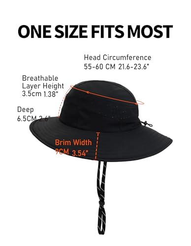UPF50+ Bucket Hat, Wide Brim Sun Cap - color: Black