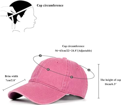 Glamorstar Classic Unisex Baseball Cap Adjustable Washed Dyed Cotton Ball Hat - color: Red Wine+black+pink