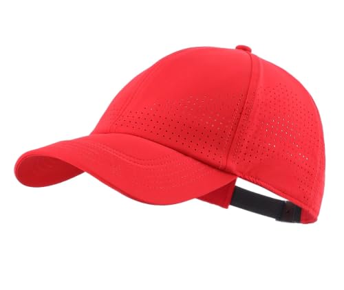 Home Prefer Mens Womens UPF50+ Sun Hat Athletic Adjustable Baseball Cap Quick Dry UV Protection Workout Running Golf Hat - color: Red, size: Large