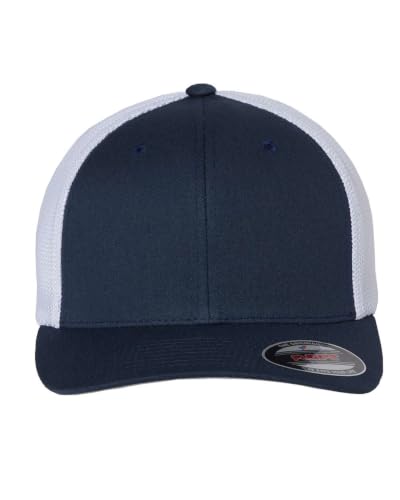 Flexfit Unisex Mesh Fitted 2-Tone Trucker Hat, One Size - color: Navy-white, size: Large-X-Large