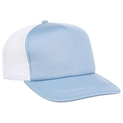 Lids Blank Basic Foam Trucker Adjustable Snapback Hat - color: Light Blue/White