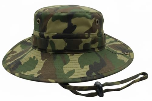 High Qualty Sun Hat 100% Cotton Size Adjustable Men Women Fishing Outdoor UPF 50+ Breathable Boonie Hat Summer UV Protection - color: Green Camo