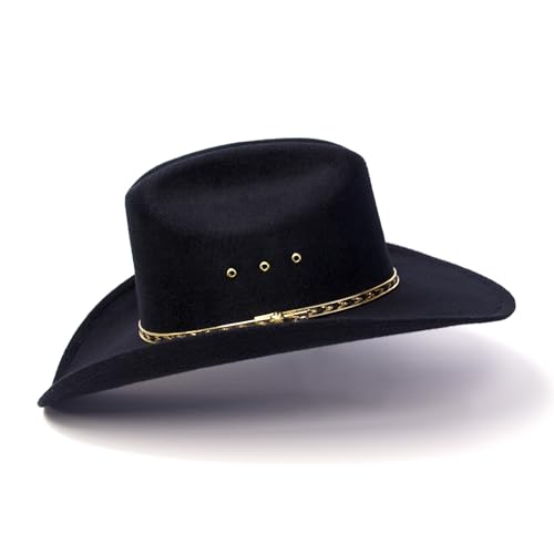 Western Express Felt Finish Cowboy Hat - Cattleman Style with Gold Hat Band | Cowboy & Cowgirl Hats for Men and Women - color: Black, size: 6 7/8