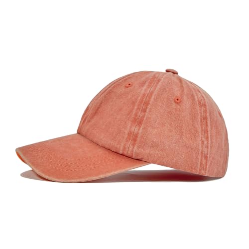 Distressed Washed Cotton Baseball Cap Adjustable Dad Hat for Men Women - color: Z Orange