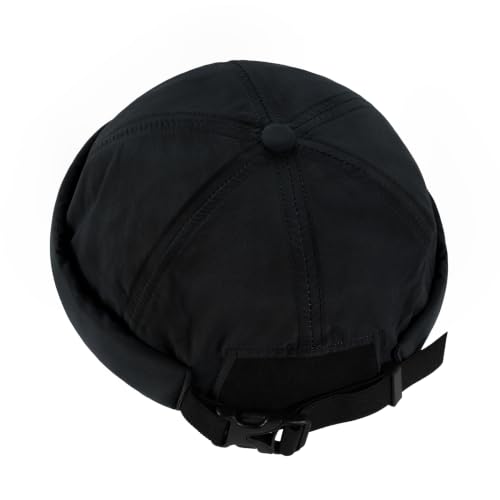 Clakllie Quick Dry Brimless Docker Cap for Men Summer Beanie Sailor Skullcap Lightweight Waterproof Adjustable No Brim Hat - color: S-ct86-black