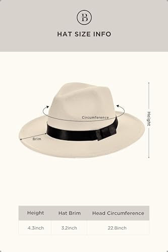 BABEYOND 1920s Fedora Hat for Men Gatsby Wide Brim Hat Felt Panama Cap - color: Off-white