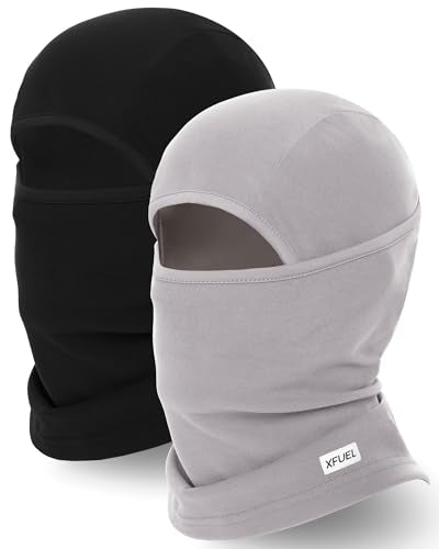 Winter Balaclava Ski Mask Warm and Fleece Full Face Cover for Men Women Cold Weather Skiing Motorcycle Neck Warmer - color: Black+gray