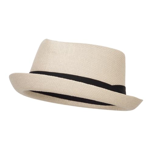 Big Size Solid Upbrim Pork Pie Fedora - color: Tan, size: X-Large