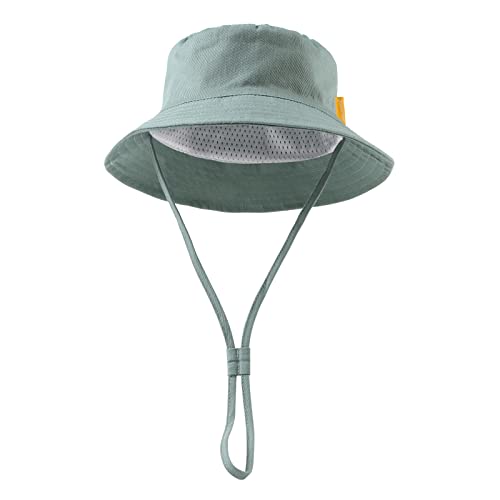 JANGANNSA Cotton Baby Sun Hat Infant Toddler Boys Girls Bucket Hats Summer Sun Protection Kids Beach Caps - color: Beige+green, size: 1-2T