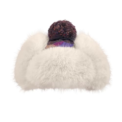 MioCloth Winter Pompom Beanie Hat for Women Girls Fluffy Knit Beanie Faux Fur Skull Cap Warm Crochet Earflap Hat - color: Purple