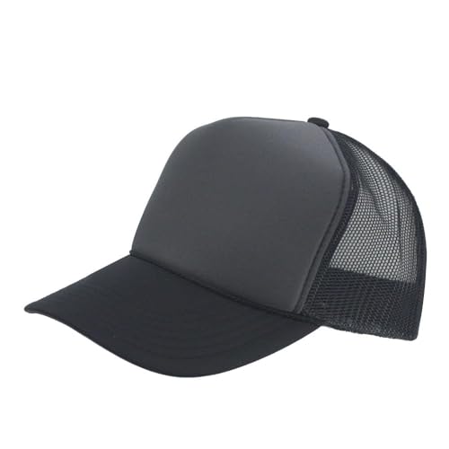 The Vintage Year High Crown Foam Mesh Camouflage Trucker Hat Baseball Cap - color: Black/Charcoal Gray/Black