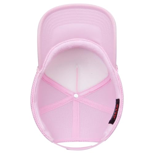 OTTO Cap 5 Panel High Crown Air Mesh Back Trucker Hat | Bulk Packs - color: 012 - Soft Pink