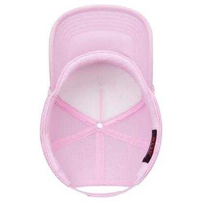 OTTO Cap 5 Panel High Crown Air Mesh Back Trucker Hat | Bulk Packs - color: 012 - Soft Pink