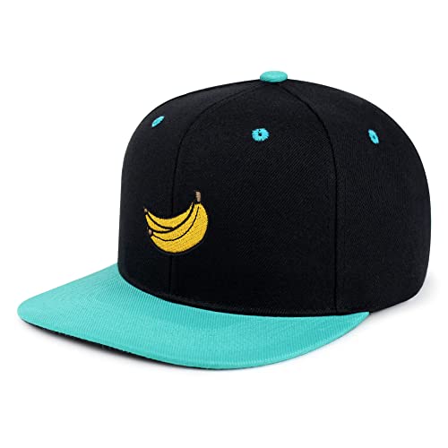 JPAK Banana Fruit Hip-Hop Snapback Hat Embroidered Baseball Cap Monkey - color: 15. Black/Aqua