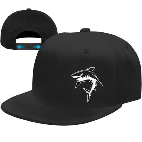 Snapback Hats for Men Flat Bill Hats for Men Fitted Hat Black Baseball Hats Hip Hop Caps - color: Shark