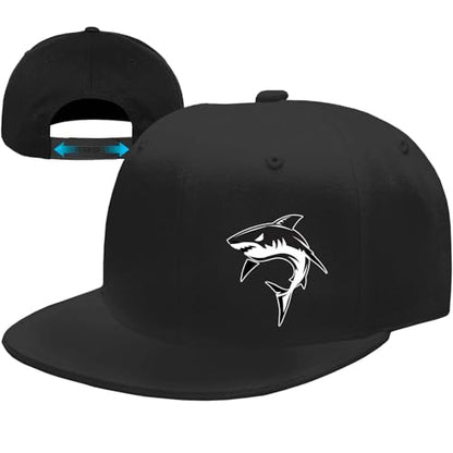 Snapback Hats for Men Flat Bill Hats for Men Fitted Hat Black Baseball Hats Hip Hop Caps - color: Shark